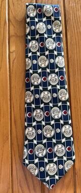 Vintage Arnold Palmer Silk Neck Tie Blue Green Paisley Geometric USA 56”